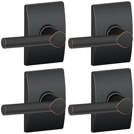 Schlage Broadway Passage Door Lever Set with Decorative Century Trim - Pack of 4 Aged Bronze