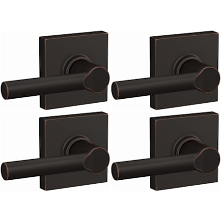 Schlage Broadway Passage Door Lever Set with Collins Trim - Pack of 4 Aged Bronze