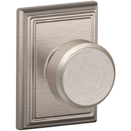 Schlage Bowery Passage Door Knob Set with Decorative Addison Trim Satin Nickel