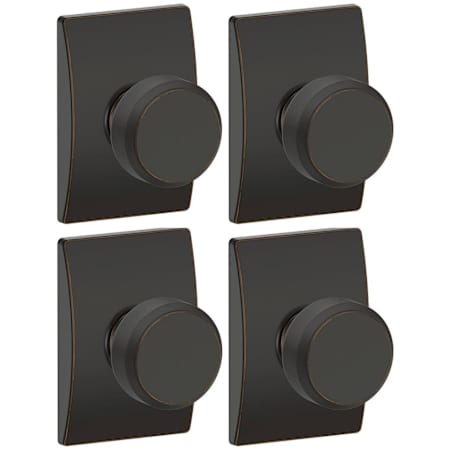 Schlage Bowery Passage Door Knob Set with Decorative Century Trim - Pack of 4 Aged Bronze