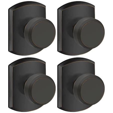 Schlage Bowery Passage Door Knob Set with Decorative Greenwich Trim - Pack of 4 Aged Bronze