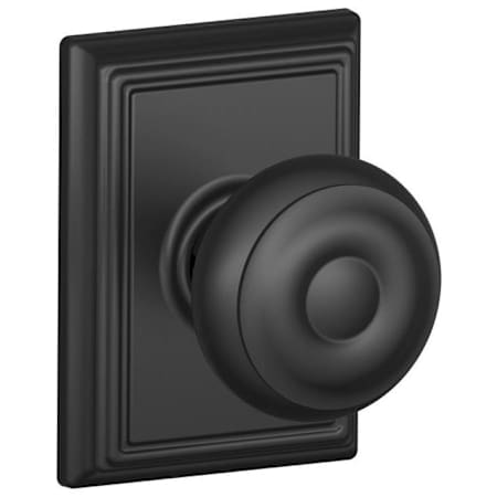 Schlage Georgian Passage Door Knob Set with Decorative Addison Trim Matte Black