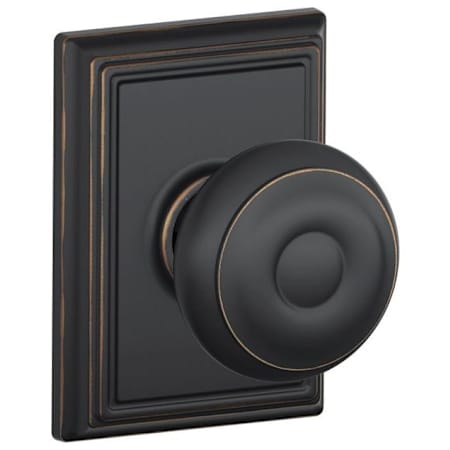 Schlage Georgian Passage Door Knob Set with Decorative Addison Trim Aged Bronze