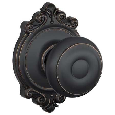 Schlage Georgian Passage Door Knob Set with Decorative Brookshire Trim Aged Bronze