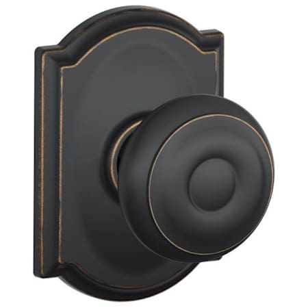 Schlage Georgian Passage Door Knob Set with Decorative Camelot Trim Aged Bronze