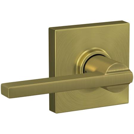 Schlage Latitude Passage Door Lever Set with Collins Trim Satin Brass