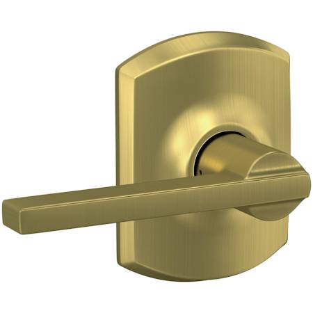 Schlage Latitude Passage Door Lever Set with Decorative Greenwich Trim Satin Brass