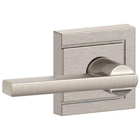 Schlage Latitude Passage Door Lever Set with Decorative Upland Trim Satin Nickel