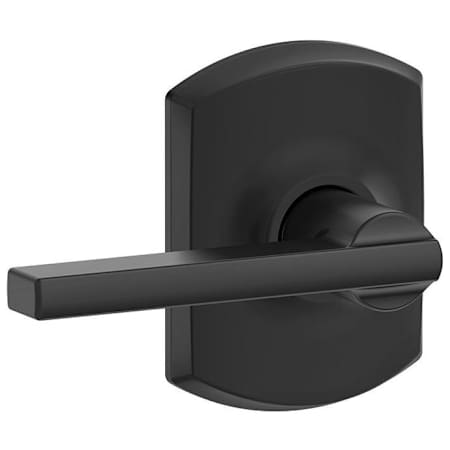 Schlage Latitude Passage Door Lever Set with Decorative Greenwich Trim Matte Black