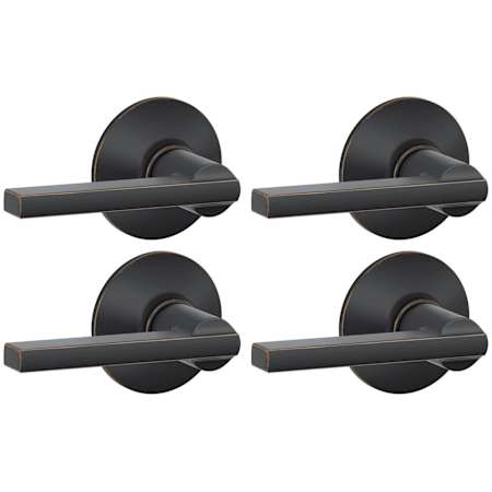 Schlage Latitude Passage Door Lever Set with Plymouth Rose - Pack of 4 Aged Bronze