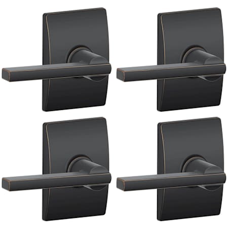 Schlage Latitude Passage Door Lever Set with Century Rose - Pack of 4 Aged Bronze