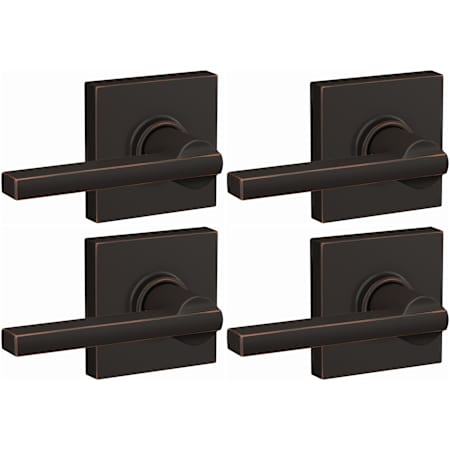 Schlage Latitude Passage Door Lever Set with Collins Rose - Pack of 4 Aged Bronze