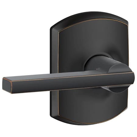 Schlage Latitude Passage Door Lever Set with Decorative Greenwich Trim Aged Bronze