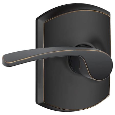 Schlage Merano Passage Door Lever Set with Decorative Greenwich Trim Aged Bronze