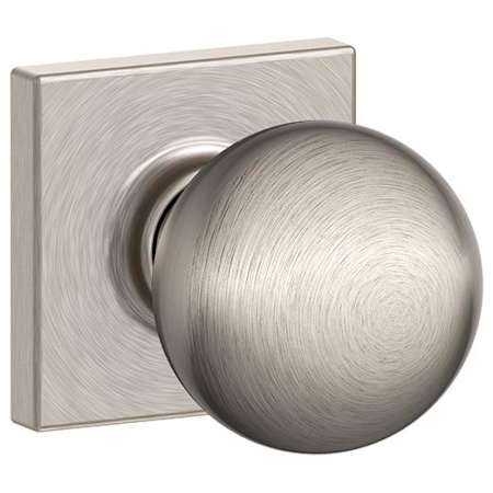 Schlage Orbit Passage Door Knob Set with Decorative Collins Trim Satin Nickel