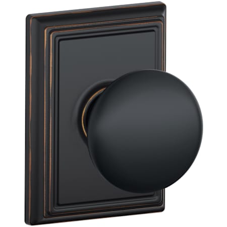 Schlage Plymouth Passage Door Knob Set with Decorative Addison Trim Aged Bronze