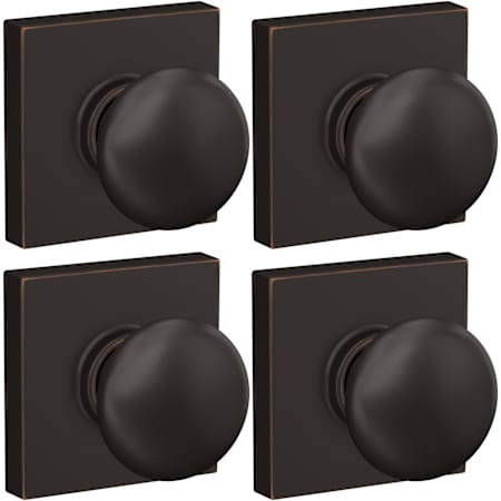 Schlage Plymouth Passage Door Knob Set with Collins Rose - Pack of 4 Aged Bronze