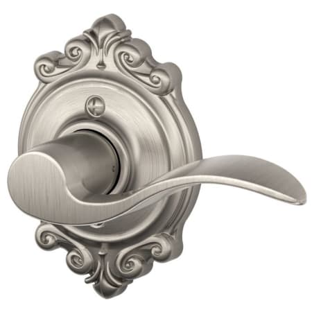 Schlage Accent Right Handed Non-Turning One-Sided Dummy Door Lever with Decorative Brookshire Trim Satin Nickel