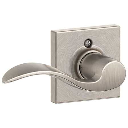 Schlage Accent Left Handed Non-Turning One-Sided Dummy Door Lever with Decorative Collins Trim Satin Nickel