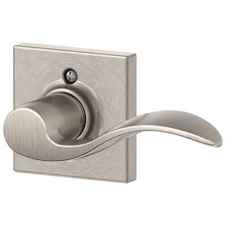Schlage Accent Right Handed Non-Turning One-Sided Dummy Door Lever with Decorative Collins Trim Satin Nickel