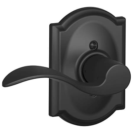Schlage Accent Left Handed Non-Turning One-Sided Dummy Door Lever with Decorative Camelot Trim Matte Black