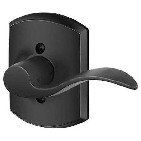 Schlage Accent Right Handed Non-Turning One-Sided Dummy Door Lever with Decorative Greenwich Trim Matte Black