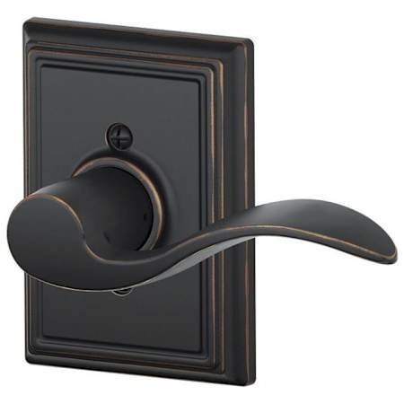 Schlage Accent Right Handed Non-Turning One-Sided Dummy Door Lever with Decorative Addison Trim Aged Bronze
