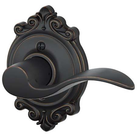 Schlage Accent Right Handed Non-Turning One-Sided Dummy Door Lever with Decorative Brookshire Trim Aged Bronze