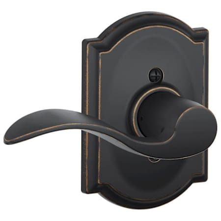 Schlage Accent Left Handed Non-Turning One-Sided Dummy Door Lever with Decorative Camelot Trim Aged Bronze