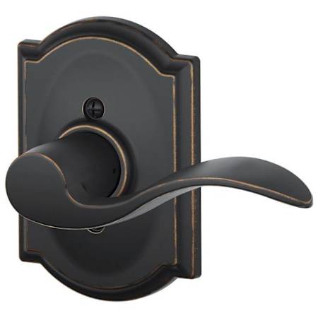 Schlage Accent Right Handed Non-Turning One-Sided Dummy Door Lever with Decorative Camelot Trim Aged Bronze