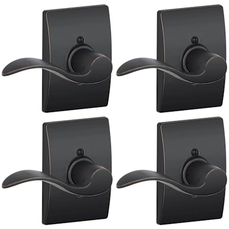 Schlage Accent Left Handed Non-Turning One-Sided Dummy Door Lever with Decorative Century Trim - Pack of 4 Aged Bronze