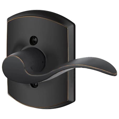Schlage Accent Right Handed Non-Turning One-Sided Dummy Door Lever with Decorative Greenwich Trim Aged Bronze