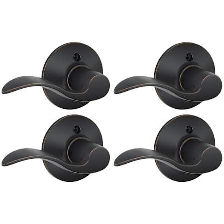 Schlage Accent Left Non-Turning One-Sided Dummy Door Lever with Plymouth Rose - Pack of 4 Aged Bronze