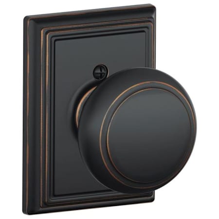 Schlage Andover Non-Turning One-Sided Dummy Door Knob with the Decorative Addison Rose Aged Bronze