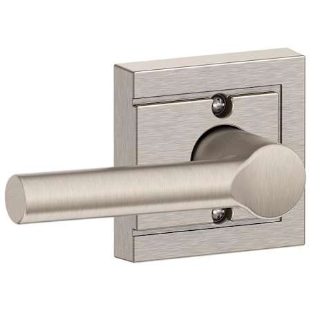 Schlage Broadway Non-Turning One-Sided Dummy Door Lever with Decorative Upland Trim Satin Nickel