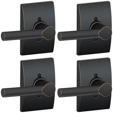 Schlage Broadway Non-Turning One-Sided Dummy Door Lever with Decorative Century Trim - Pack of 4 Aged Bronze