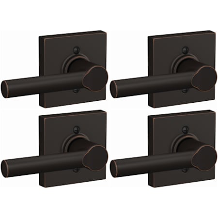 Schlage Broadway Non-Turning One-Sided Dummy Door Lever with Collins Trim - Pack of 4 Aged Bronze
