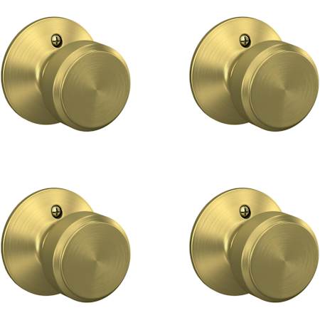 Schlage Bowery Non-Turning One-Sided Dummy Door Knob - Pack of 4 Satin Brass