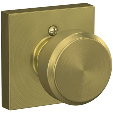 Schlage Bowery Non-Turning One-Sided Dummy Door Knob with Collins Trim Satin Brass