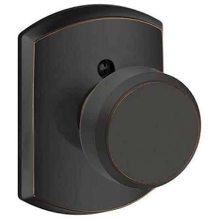 Schlage Bowery Non-Turning One-Sided Dummy Door Knob with Decorative Greenwich Rose Aged Bronze