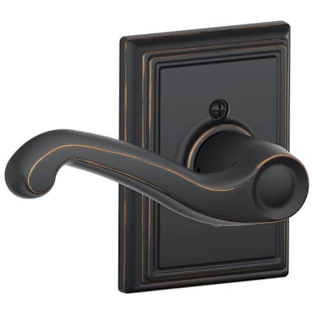 Schlage Flair Left Handed Non-Turning One-Sided Dummy Door Lever with Decorative Addison Trim Aged Bronze