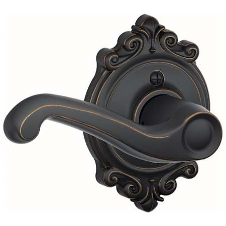 Schlage Flair Left Handed Non-Turning One-Sided Dummy Door Lever with Decorative Brookshire Trim Aged Bronze