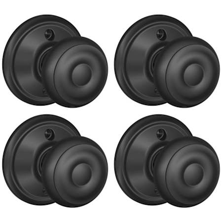 Schlage Georgian Non-Turning One-Sided Dummy Door Knob - Pack of 4 Matte Black