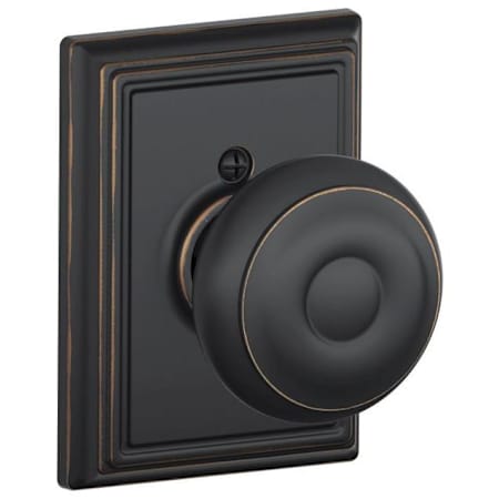 Schlage Georgian Non-Turning One-Sided Dummy Door Knob with the Decorative Addison Rose Aged Bronze