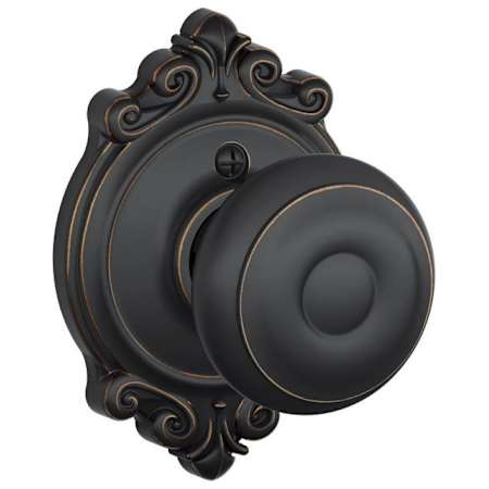 Schlage Georgian Non-Turning One-Sided Dummy Door Knob with the Decorative Brookshire Rose Aged Bronze