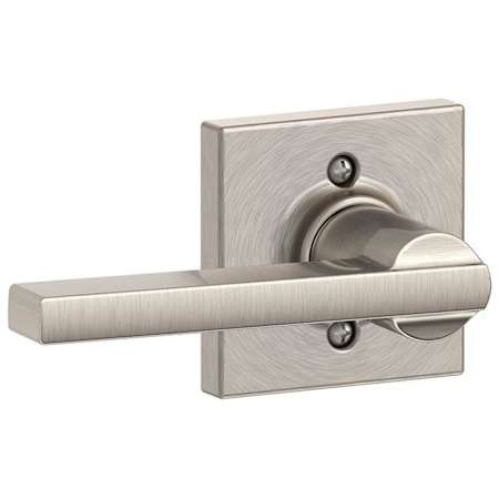 Schlage Latitude Non-Turning One-Sided Dummy Door Lever with Collins Trim Satin Nickel
