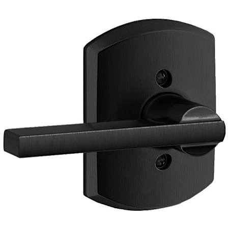 Schlage Latitude Non-Turning One-Sided Dummy Door Lever with Decorative Greenwich Trim Matte Black