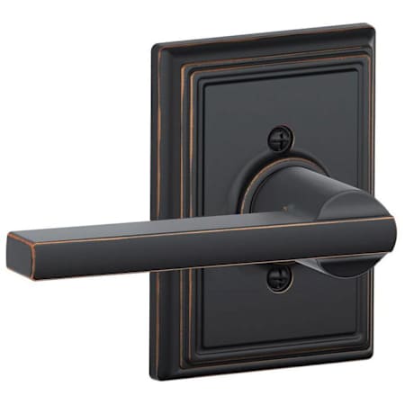 Schlage Latitude Non-Turning One-Sided Dummy Door Lever with Decorative Addison Trim Aged Bronze
