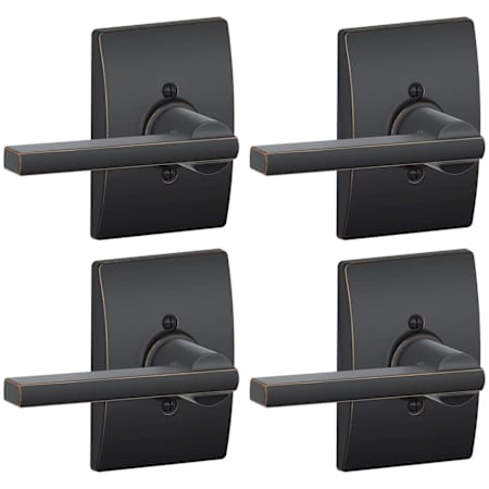 Schlage Latitude Non-Turning One-Sided Dummy Door Lever with Century Rose - Pack of 4 Aged Bronze