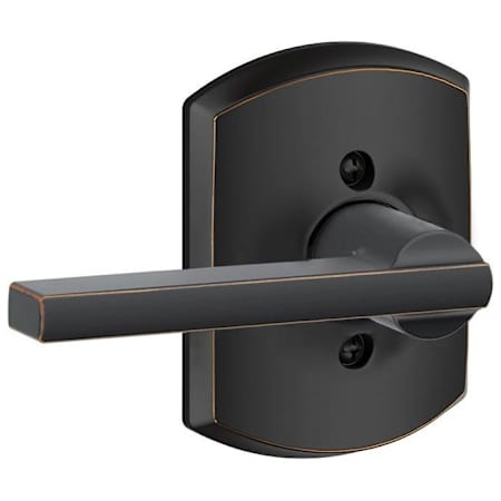 Schlage Latitude Non-Turning One-Sided Dummy Door Lever with Decorative Greenwich Trim Aged Bronze